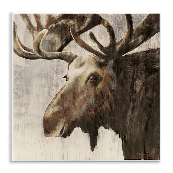 Stupell Industries Forest Moose Distressed by Liz Jardine Unframed Animal Graphic Art Print 12 in. x 12 in.