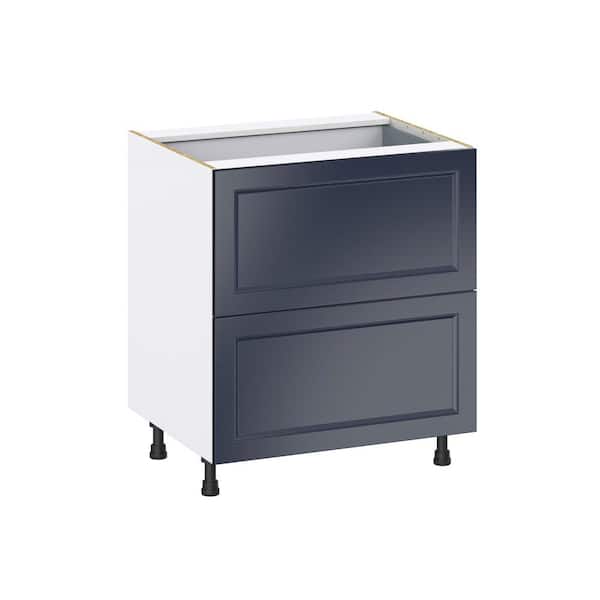 J COLLECTION Laramie 30 in. W x 24 in. D x 34.5 in. H Assembled Drawer Base Kitchen Cabinet in Painted Blue with 3 Drawers