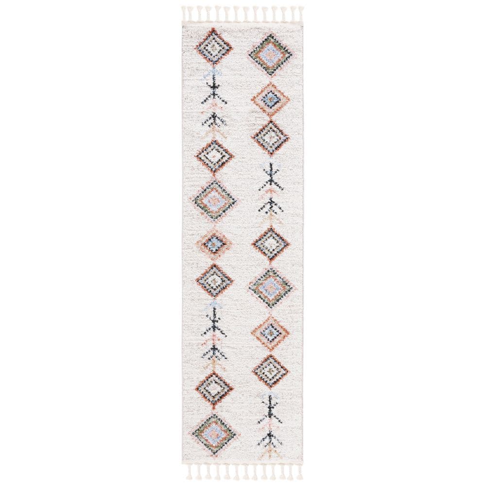 SAFAVIEH Chapel 2 ft. x 8 ft. Ivory/Black Diamond Running Striped ...