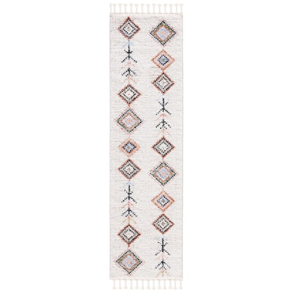 SAFAVIEH Chapel 2 ft. x 8 ft. Ivory/Black Diamond Running Striped ...