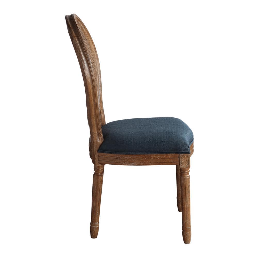 Azure Blue Stella Oval Wood Back Accent Chair