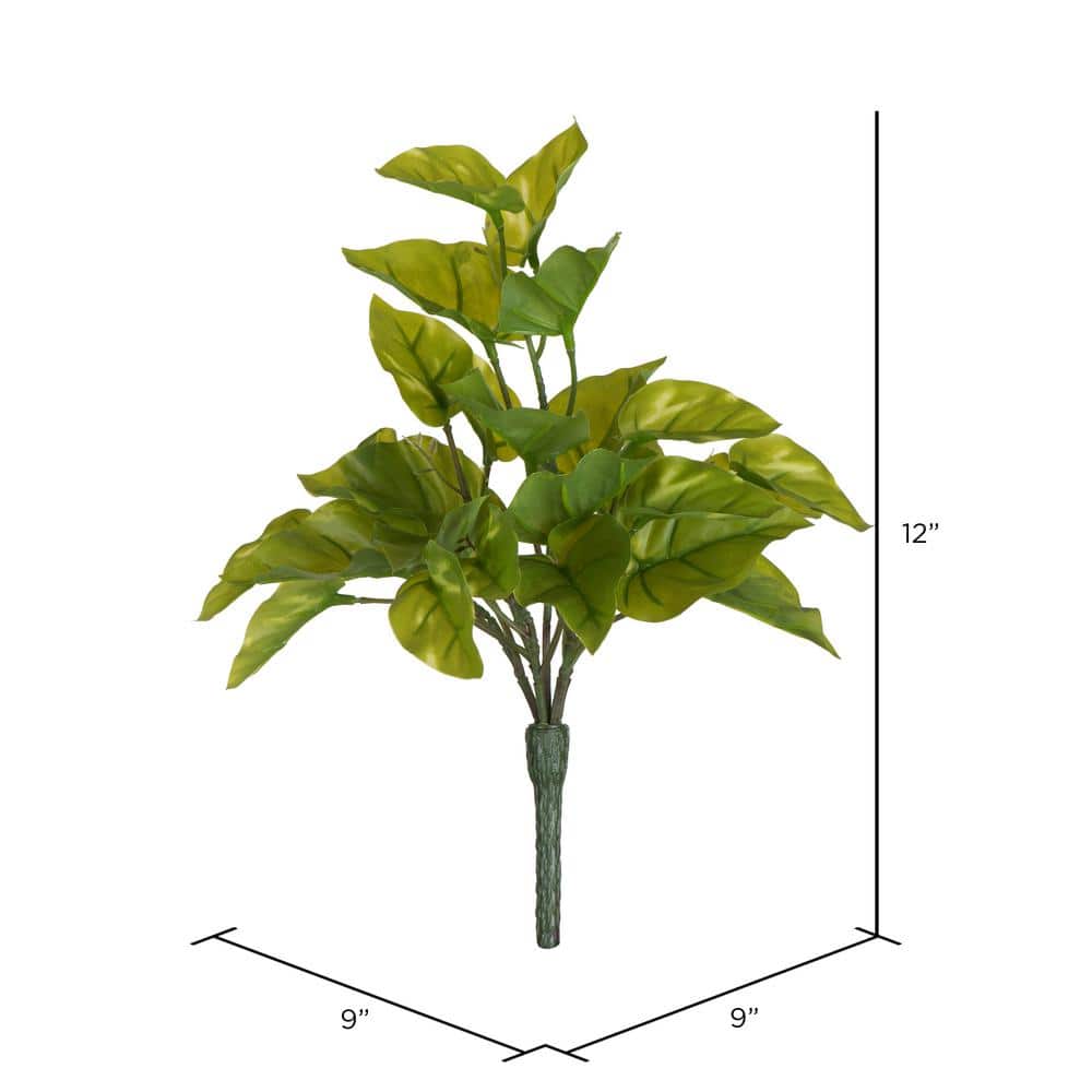Evergreen Elegance 12" Faux Pothos Bush Trio for Outdoor Decor