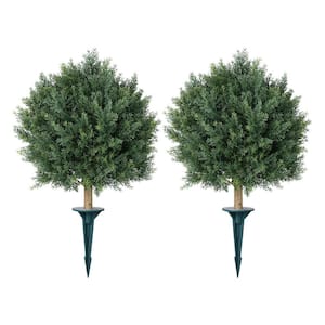 DR.Planzen 20 in. Artificial Cedar Topiary Trees with Ground Spike