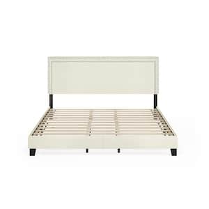 Laval Linen King Double Row Nail Head Bed Frame
