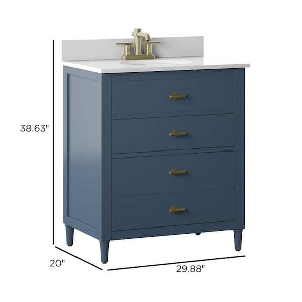 30 inch Modern Bathroom Vanity Teal Blue Finish (30Wx22Dx35H)  CGD1808V30TB