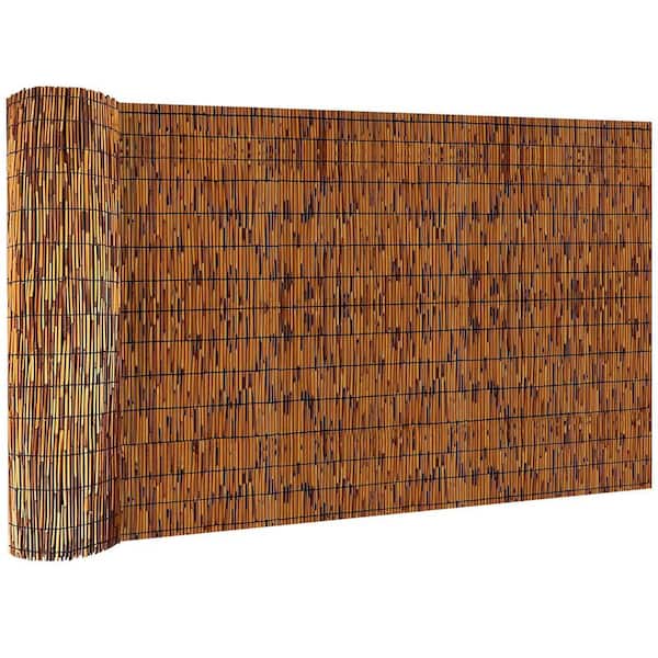 4 ft. x 16 ft. Reed Fencing Rolls, Decorative Bamboo Fencing for Balcony Patio Garden Backyard Outdoor, Light Russet