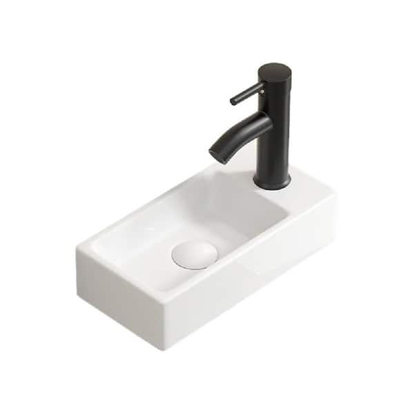 14.57 in. Rectangle Ceramic Countertop Bathroom Vanity Vessel Sink in White, Scratch Resistant, Easy Installation