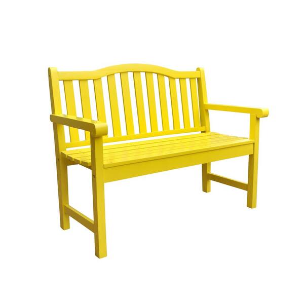 Shine Company Belfort Cedar Wood Outdoor Garden Bench 43.25 in. - Lemon Yellow