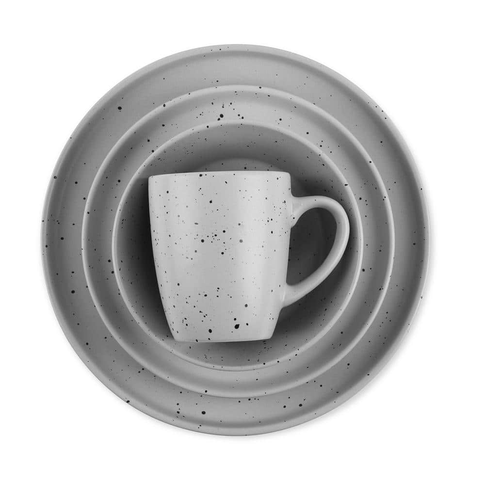 Jade Light Gray Ceramic 32-Piece Dinnerware Set, Service for 8