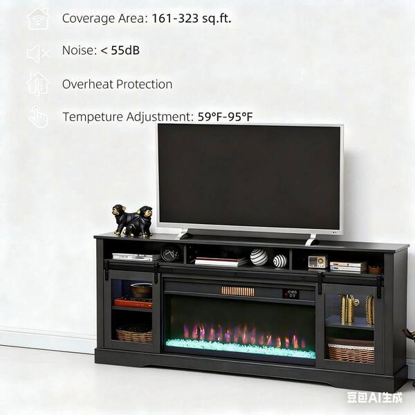 70 in. Freestanding Electric Fireplace TV Stand LED Media Console