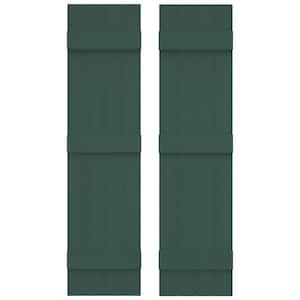 14 in. W x 67 in. H Vinyl Exterior Joined Board and Batten Shutters Pair in Forest Green