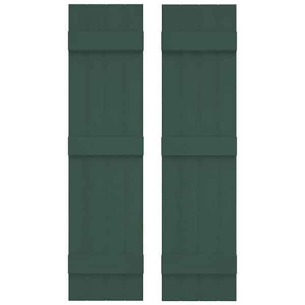 Builders Edge 14 in. W x 67 in. H Vinyl Exterior Joined Board and Batten Shutters Pair in Forest Green