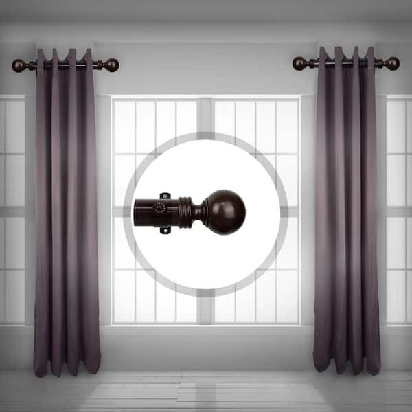 Rod Desyne Sphere 1.5 inch Side Single Curtain Rod Adjustable 12-20 inch long (Set of 2) - Cocoa