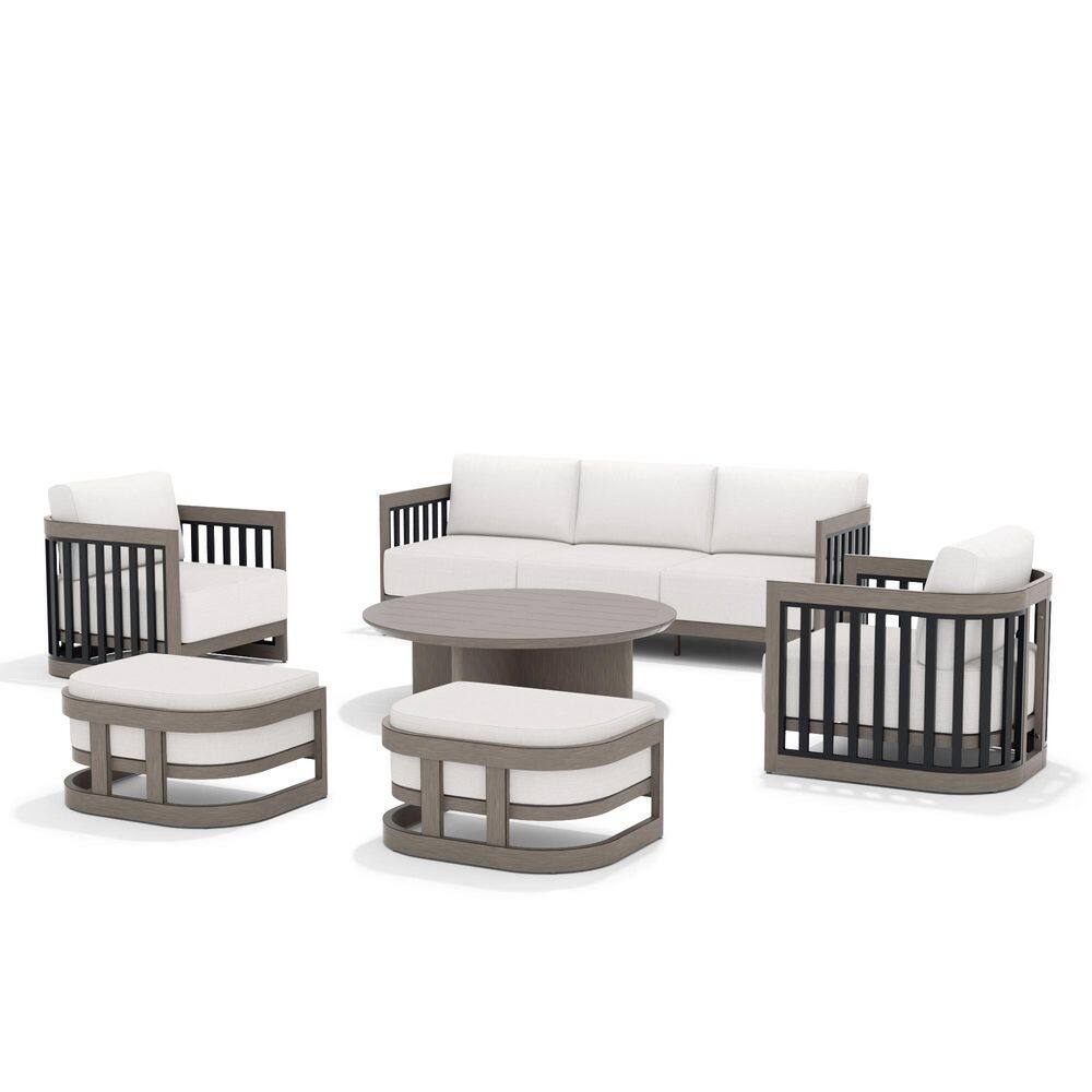 Sereno 6-Piece Gray Aluminum Outdoor Conversation Set with Warm White Cushion price history on PriceWatchPro