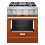 30 in. 4.1 cu. ft. Dual Fuel Freestanding Range with 4-Burners in Scorched Orange