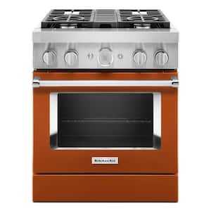 30 in. 4.1 cu. ft. Dual Fuel Freestanding Range with 4-Burners in Scorched Orange
