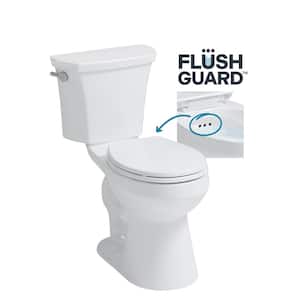 Deven Flush Guard 12 in. 2-Piece 1.28 GPF Single Flush Round Toilet in White with Overflow Protection, Seat Included