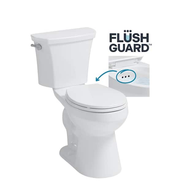 CRAFT + MAIN Deven Flush Guard 12 in. 2-Piece 1.28 GPF Single Flush Round Toilet in White with Overflow Protection, Seat Included