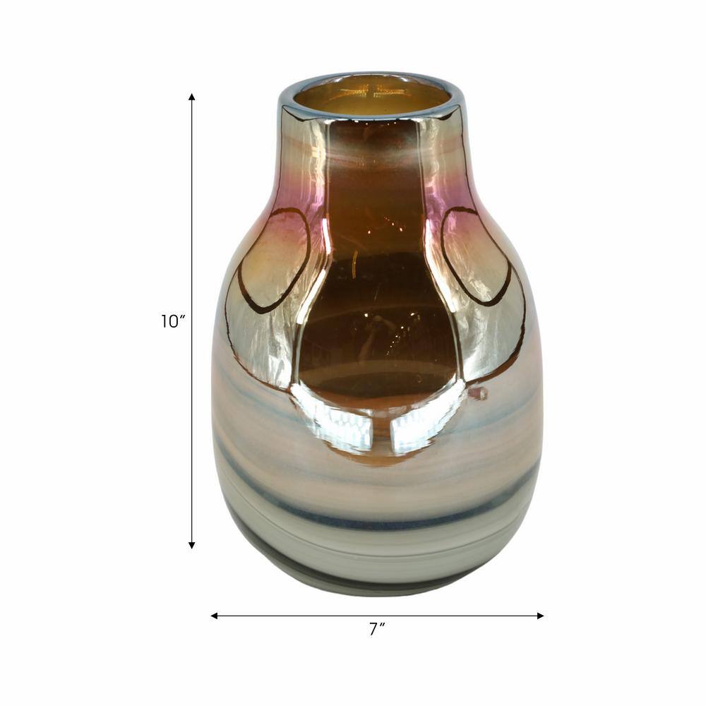 10" Tall Black and Gold Glass Decorative Vase
