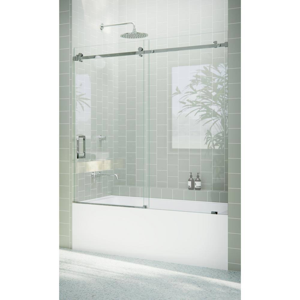 Astro 60" Frameless Sliding Bathtub Door with Chrome Finish