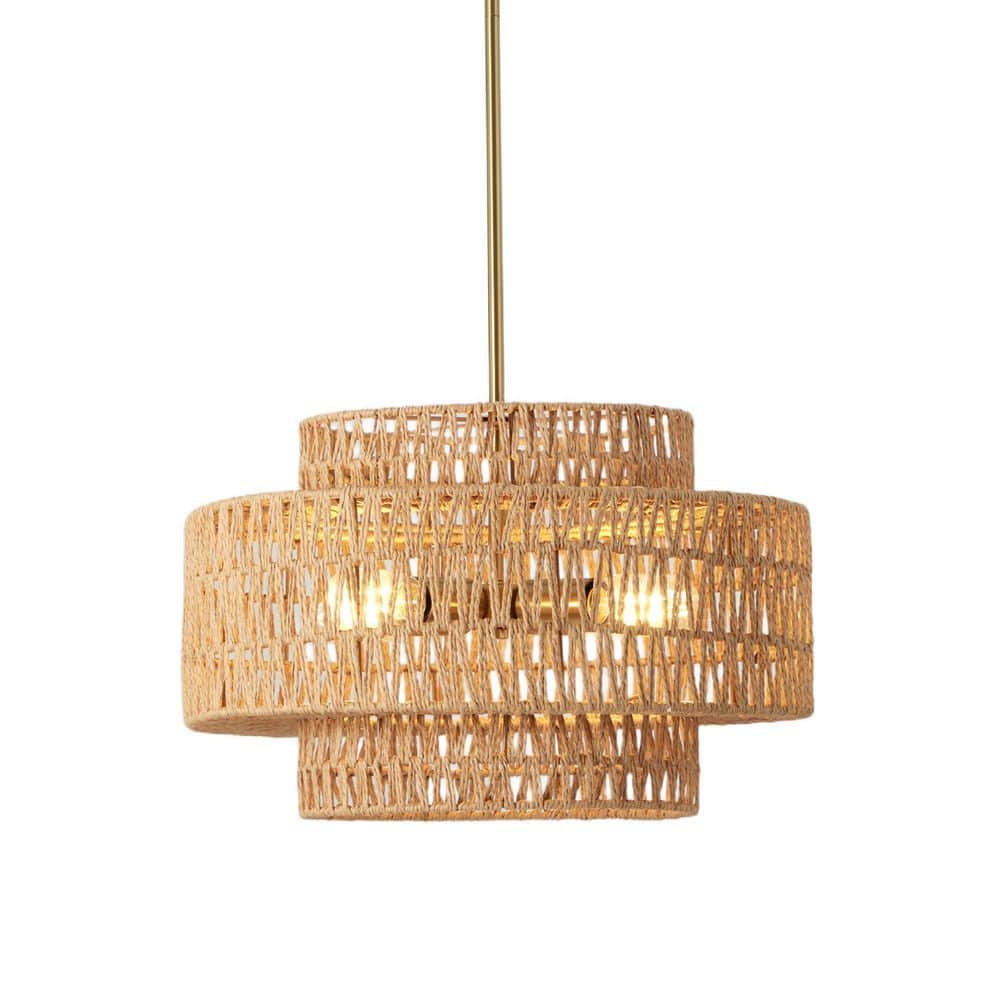4 Light Gold Boho Rattan Chandelier Farmhouse Rustic Wicker Pendant Light Fixture for Dining Room Kitchen Island price history on PriceWatchPro