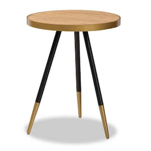 Lauro Walnut and Black and Gold End Table