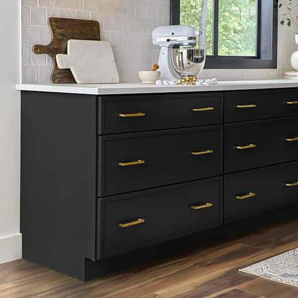 Leyton 30 in. W x 24 in. D x 34.5 in. H Ready to Assemble Plywood Slim Shaker Drawer Base Kitchen Cabinet in Raven Black