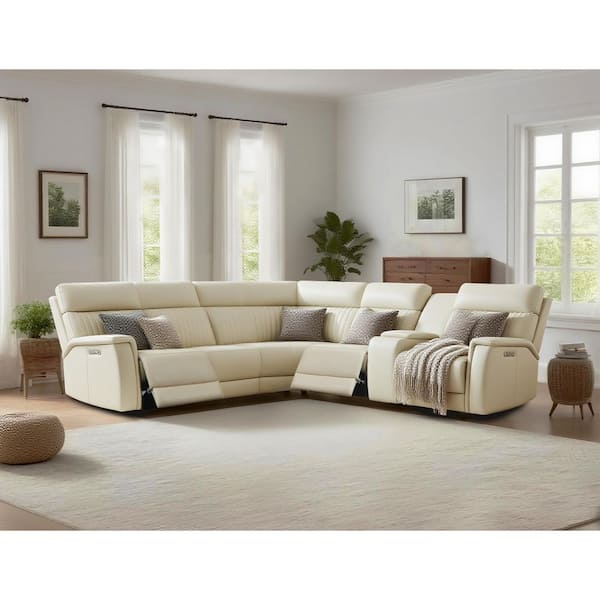 Ellesophas Cole 105 L-Shaped Leather Power Recliner Sectional