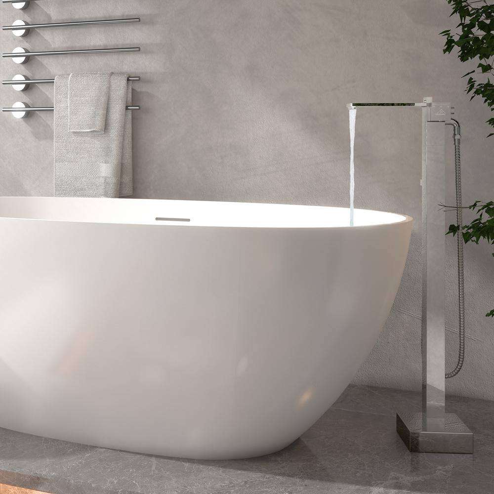 Chrome Plated Freestanding Bathtub Faucet with Hand Shower