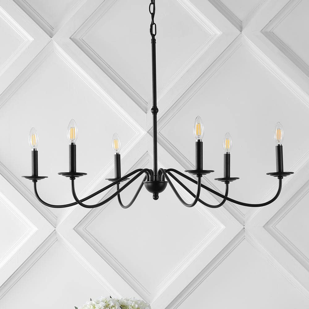 Wicklow 34.75" Oil Rubbed Bronze Iron 6-Light Candle Chandelier
