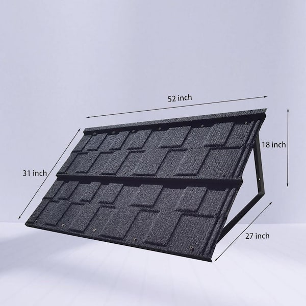KIWDZFU 52 in Triangle Steel Frame Tile Shaped Metal Awning