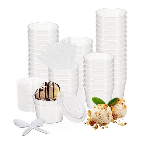 Anqtovp White 4 in. Disposable Styrofoam Foam Cups with Lids for Hot or  Cold Foods To Go Tableware 100 Set Per Case KC145PH033 - The Home Depot
