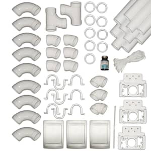 3-Inlet, 59ft pipe Installation Kit, Bagless and bagged, Corded, No Filter Multisurface White install kit Central Vacuum