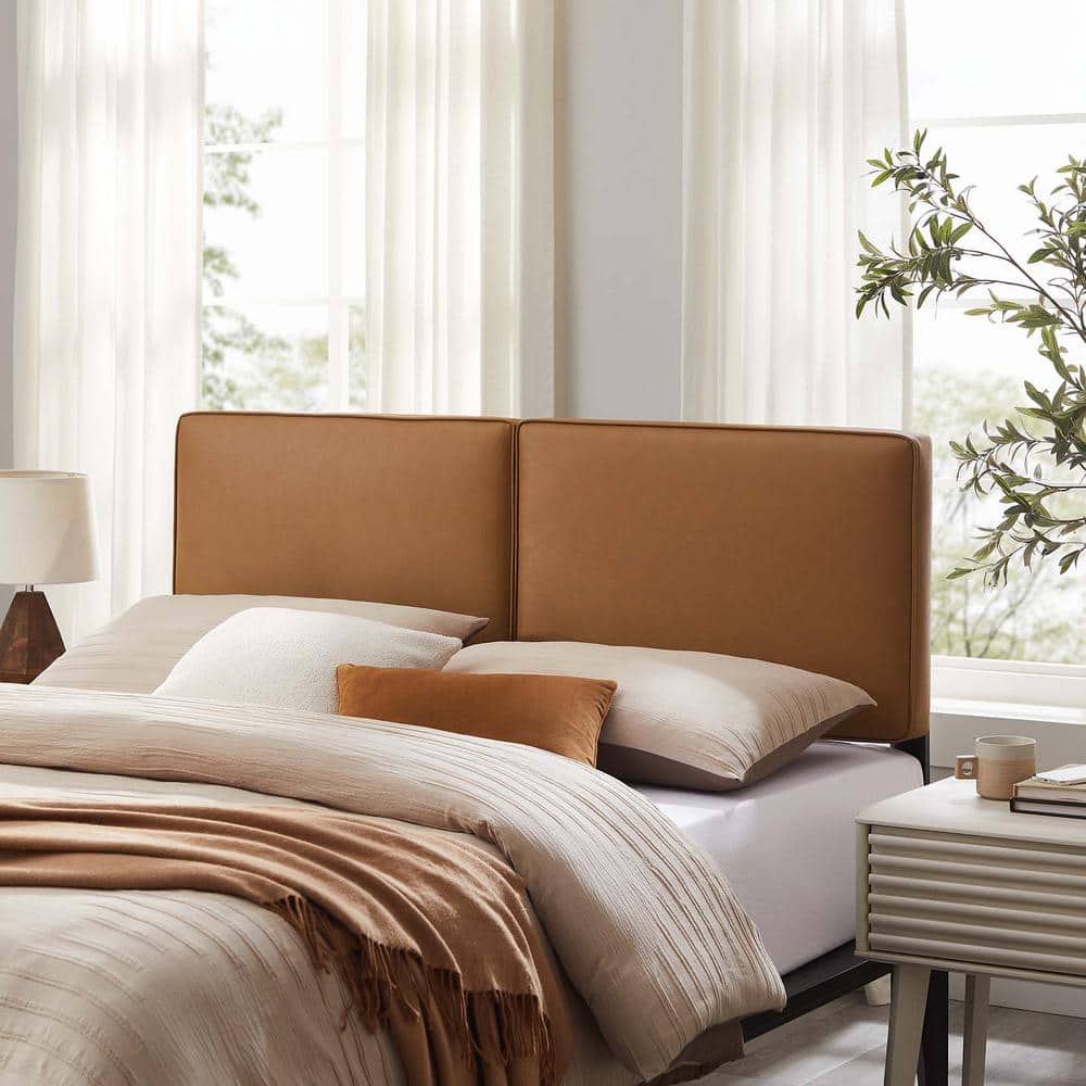 MODWAY Lindee Faux Leather King Headboard in Tan MOD-7150-TAN