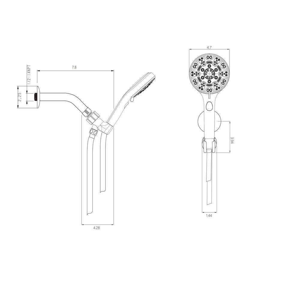 Chrome 8-Spray Wall Mounted Handheld Shower Head