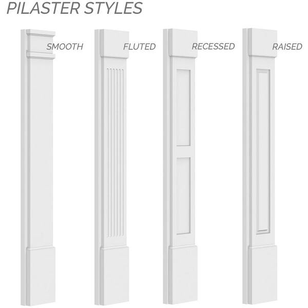 Ekena Millwork 2 in. x 10 in. x 96 in. Smooth PVC Pilaster Moulding with Decorative Capital and Base (Pair)