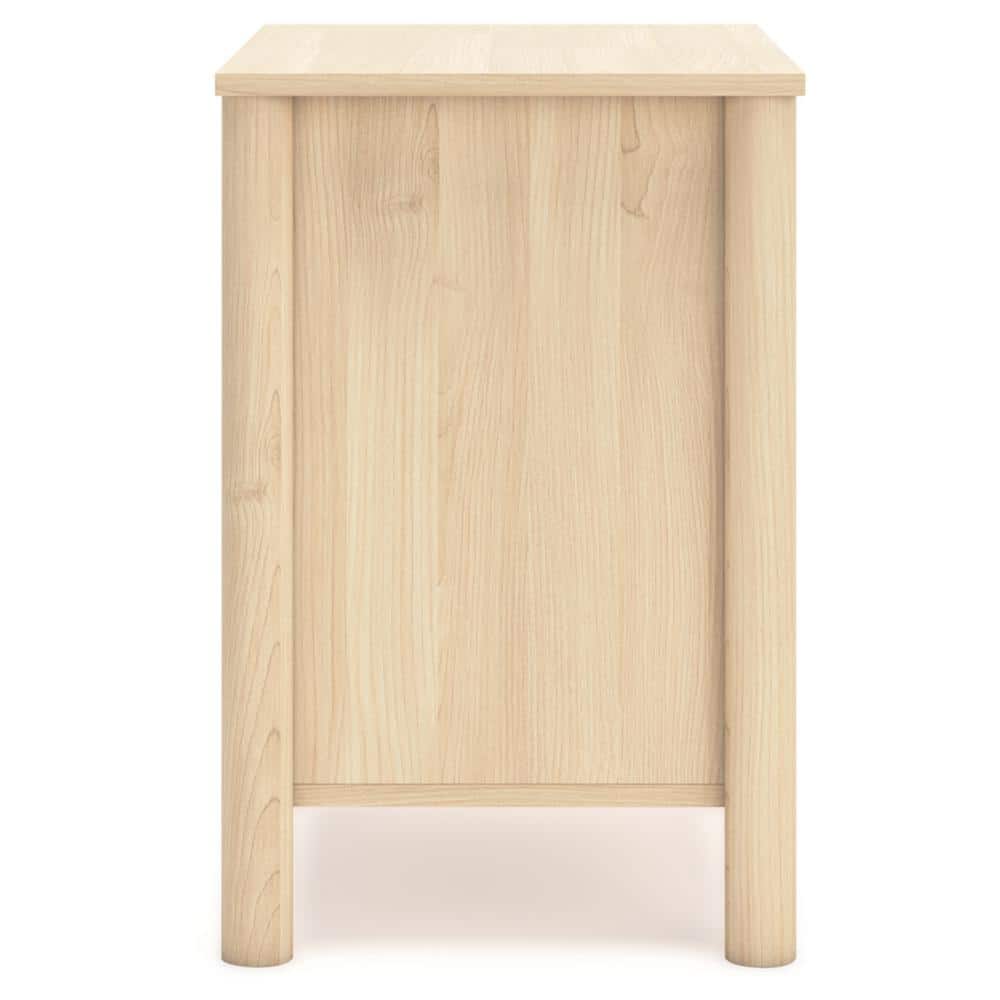 Beige Transitional 2-Drawer Nightstand with Metallic Knobs