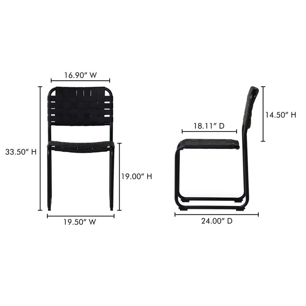 Bailee Black Genuine Leather and Iron Side Chair Set