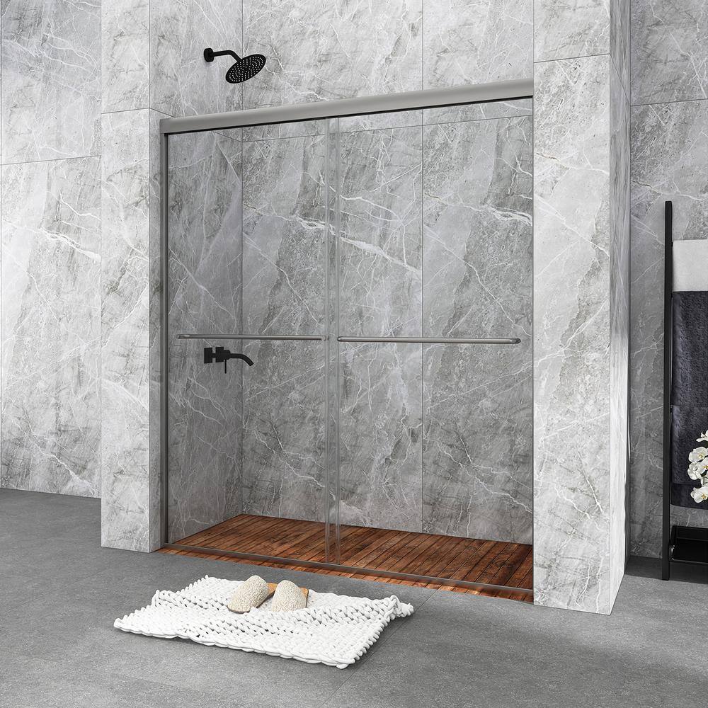 60 in. Chrome Framed Double Sliding Shower Door with Clear Glass