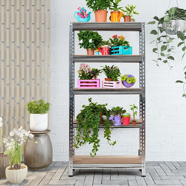 3PCS Black 5-Tier Metal Garage Storage Shelving Rack Adjustable(30 in. W x 60 in. H x 12 in. D)