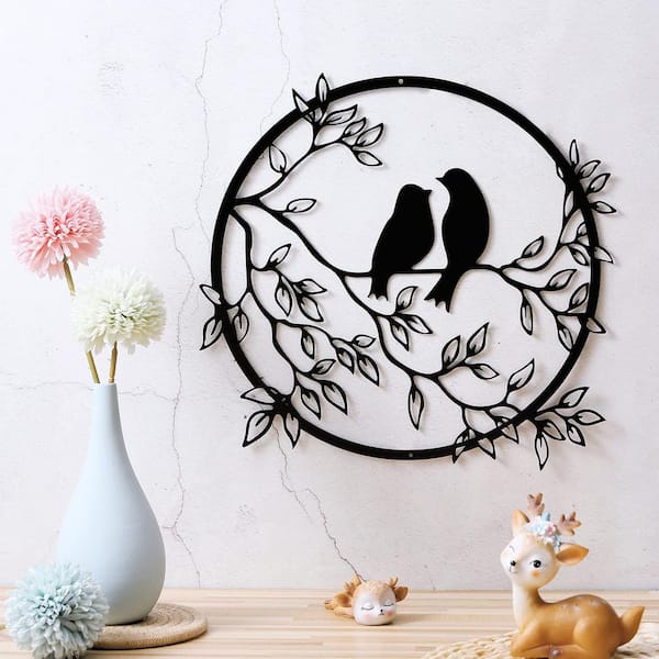 Unbranded 1-Piece Silhouette Bird Art Decor 11.8 in. x 11.8 in. Metal Work, Black