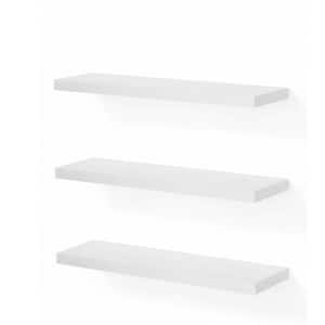 15.7 in. W x 5.9 in. D White Floating Shelves Set of 3, Wooden Wall Mounted Decorative Wall Shelf