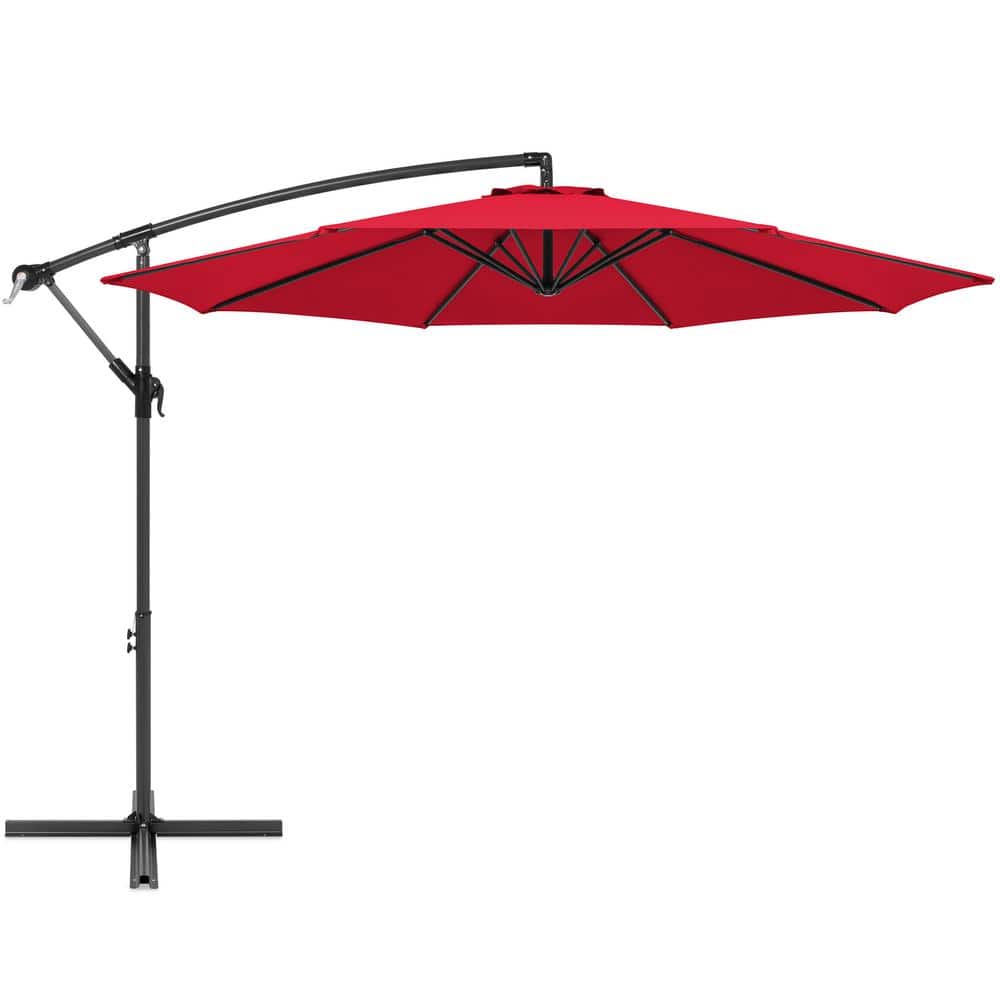 Best Choice Products 10 ft. Cantilever Tilt Patio Umbrella in Red