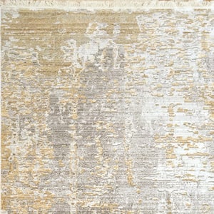 Mood Yellow 7 ft. 10 in. x 10 ft. 10 in. Abstract Polyester Area Rug