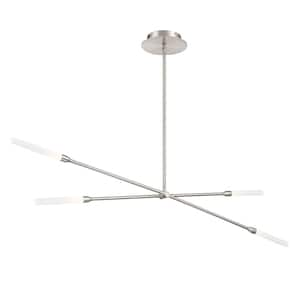 Houdini 4-Light 180-Watt Equivalent Integrated LED Brushed Nickel Standard Chandelier with Acrylic Shade