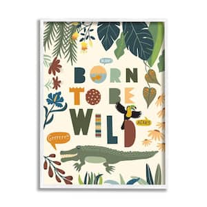 "Born to Be Wild Phrase Tropical Forest Alligator" by Darlene Seale Framed Animal Texturized Art Print 24 in. x 30 in.