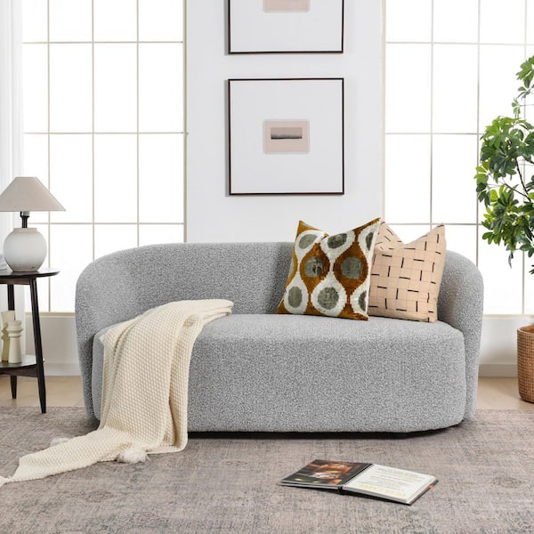 68 in. Black and White Polyester Upholstered 2-Seater Loveseat