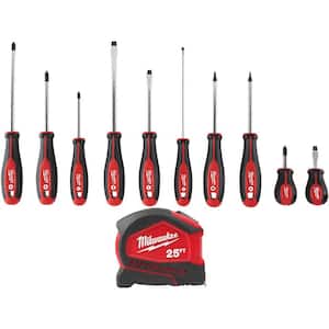 Screwdriver Set with 25 ft. Compact Auto Lock Tape Measure (11-Piece)
