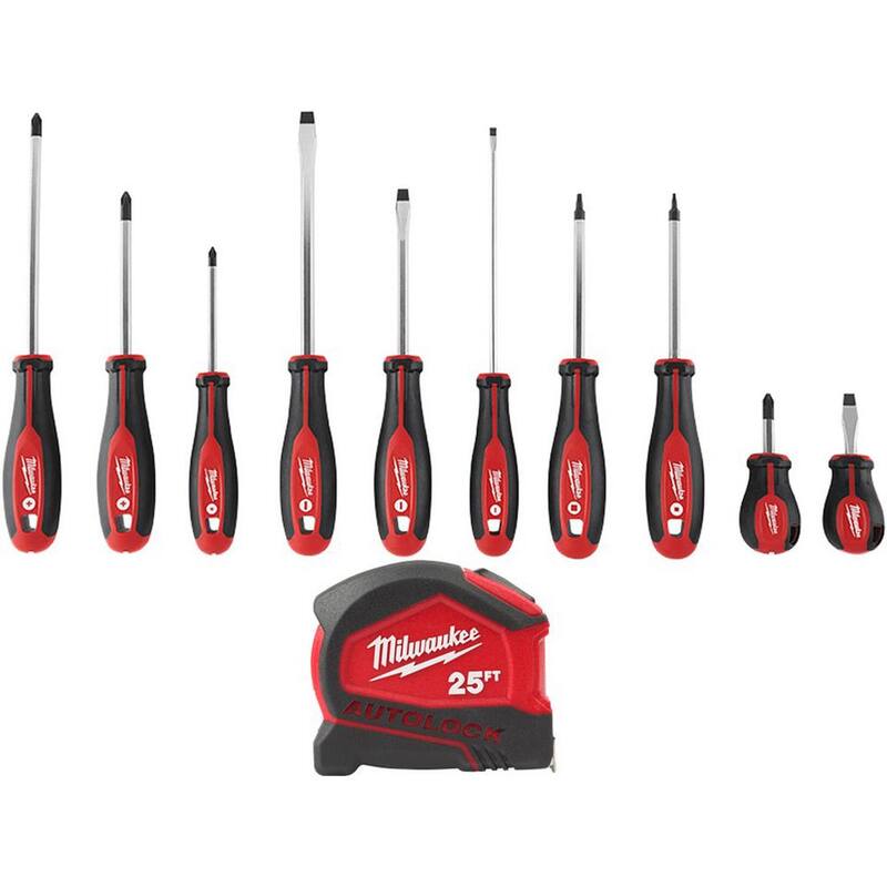 Screwdriver Set with 25 ft. Compact Auto Lock Tape Measure (11-Piece)