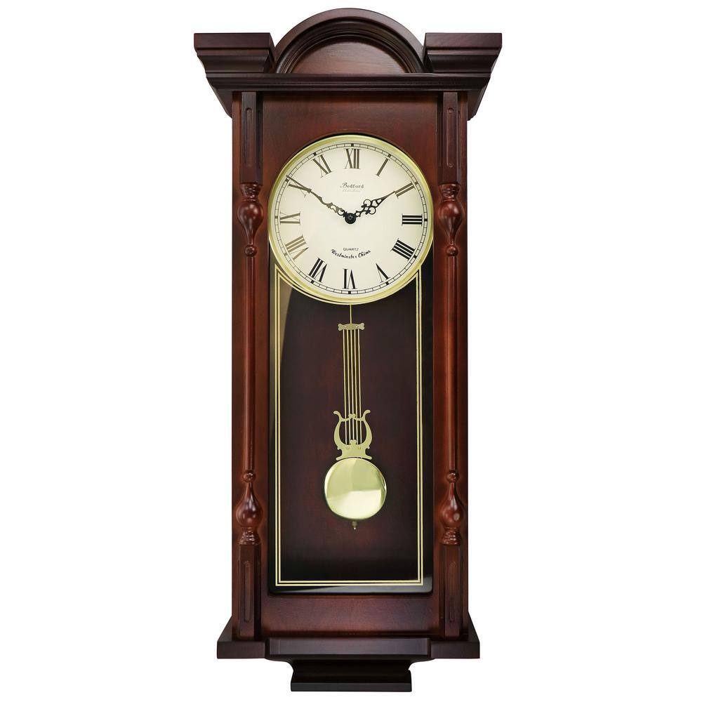 Bedford Clock Collection Grand 31 In Antique Mahogany Cherry Chiming